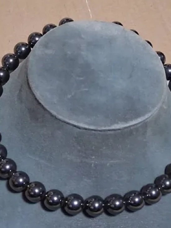 Coach Jewelry - Vintage Natural Hematite Black Beaded PearlNecklace Magnetic w/Matching bracelet